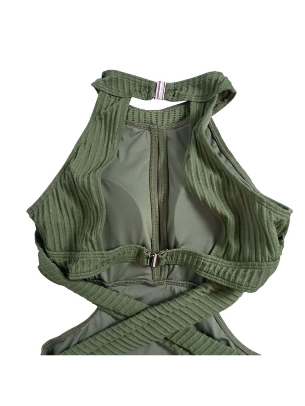 Cupshe Evergreen Backless Swimsuit Women L Hanging Neck One Piece NWT - Picture 11 of 11